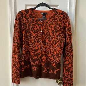 Lambs wool & angora sweater. Orange & brown size L